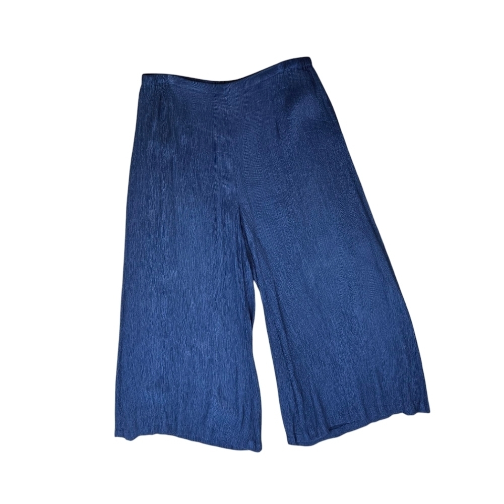 Cut Loose blue micro pleated cropped wide leg pull on pants